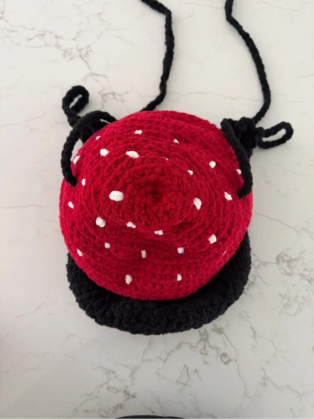 Kids Crochet Strawberry Crossbody Bag - Black & Red